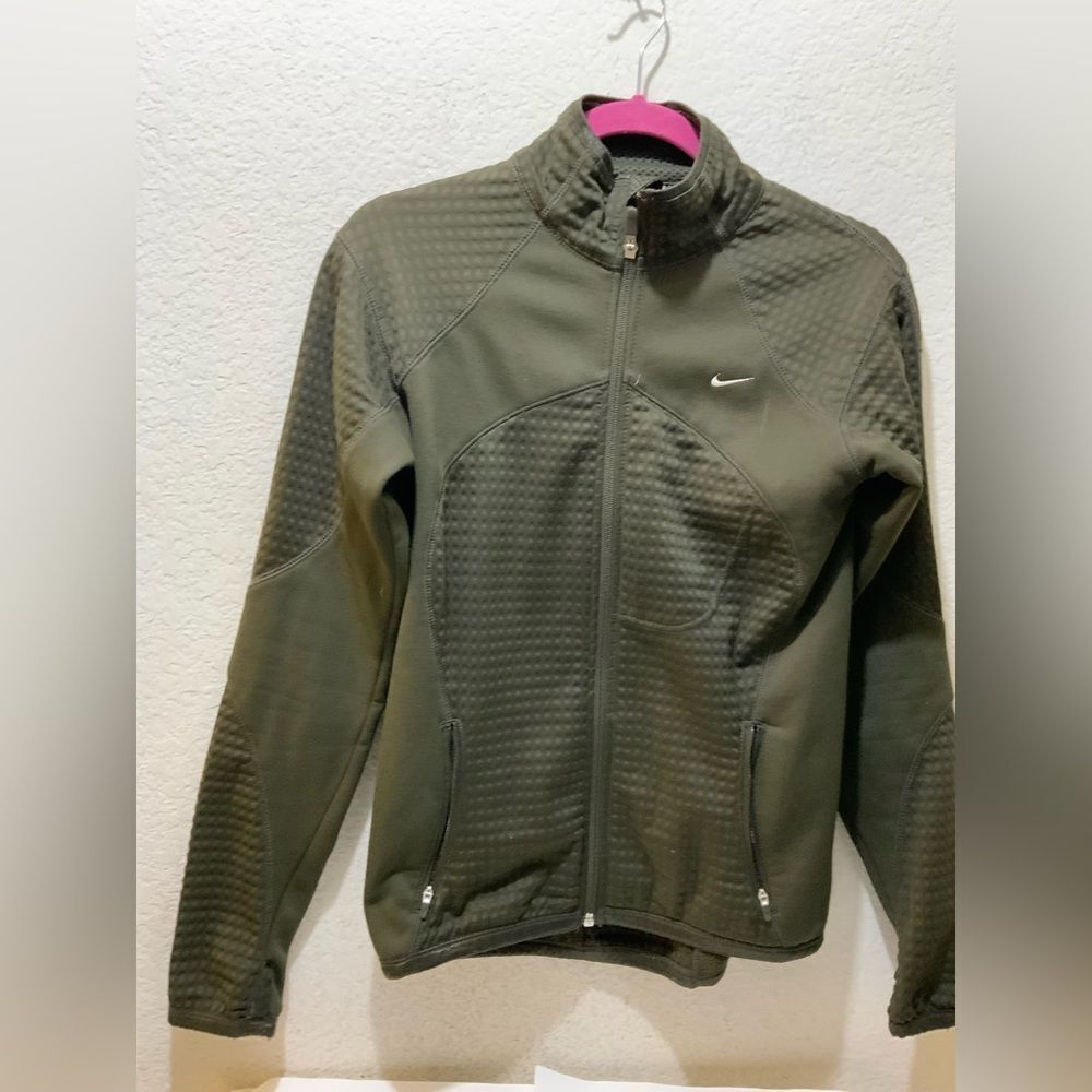 VTG Y2K Nike Fit Therma Full Zip Sweater Womens small Olive Green Sweatshirt